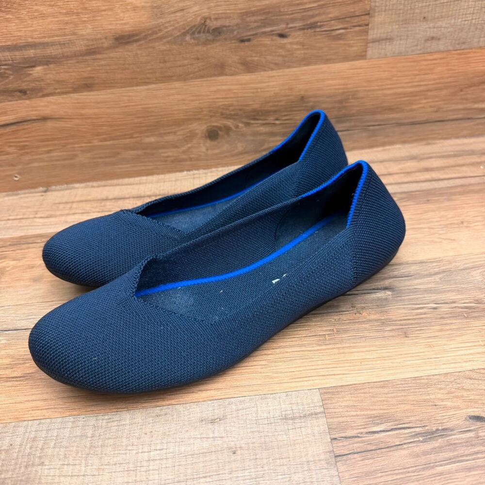Rothy’s Shoes Womens 9 Blue Knit The Flat Ballet Slip On Round shoes